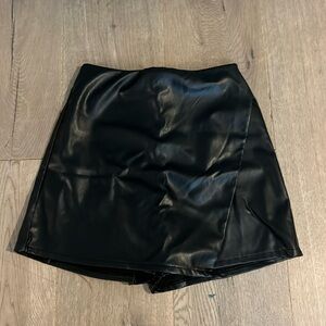 black leather kids skirt from zara